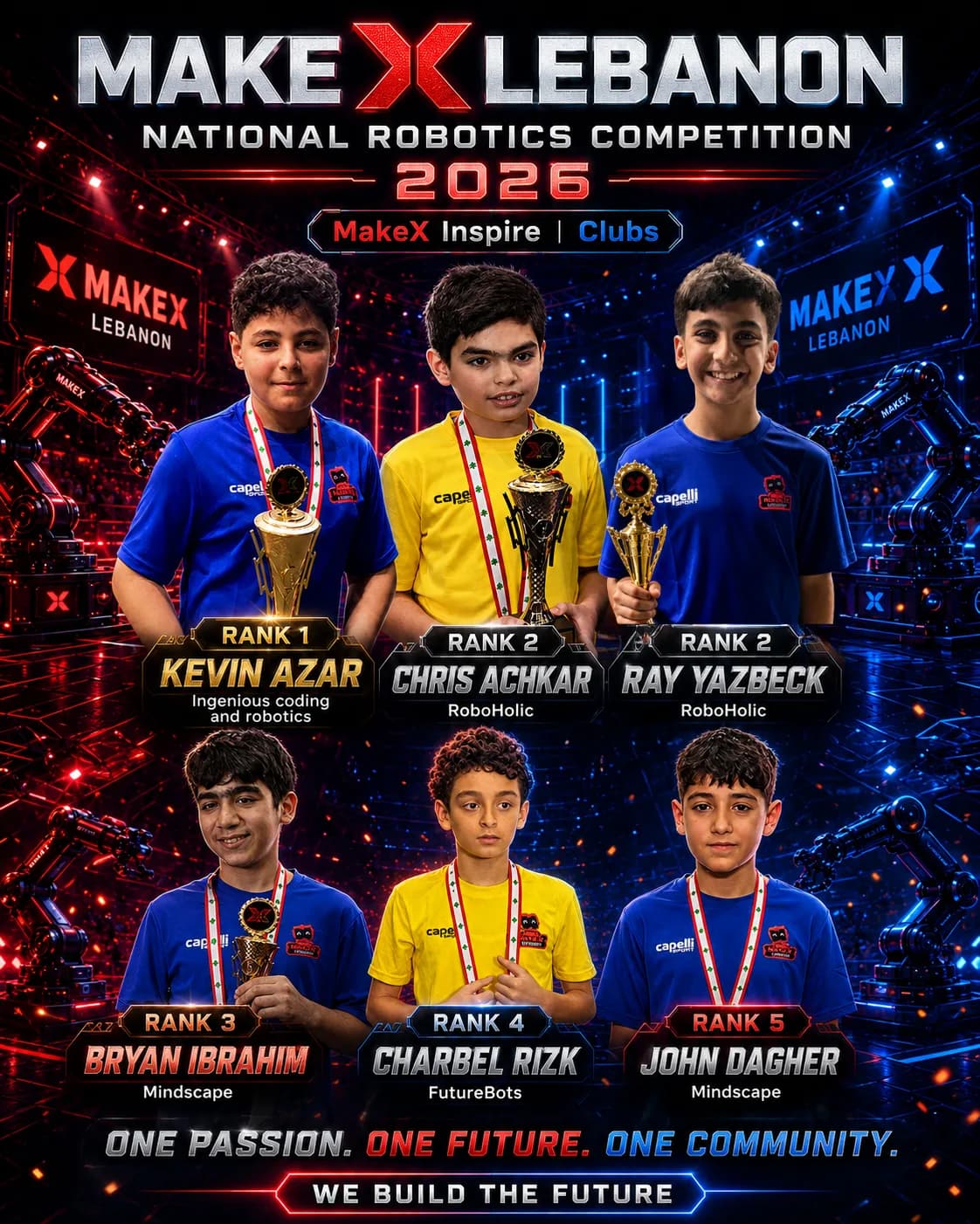 MakeX Inspire — Code Courier — Clubs, final standings, MakeX Lebanon 2026