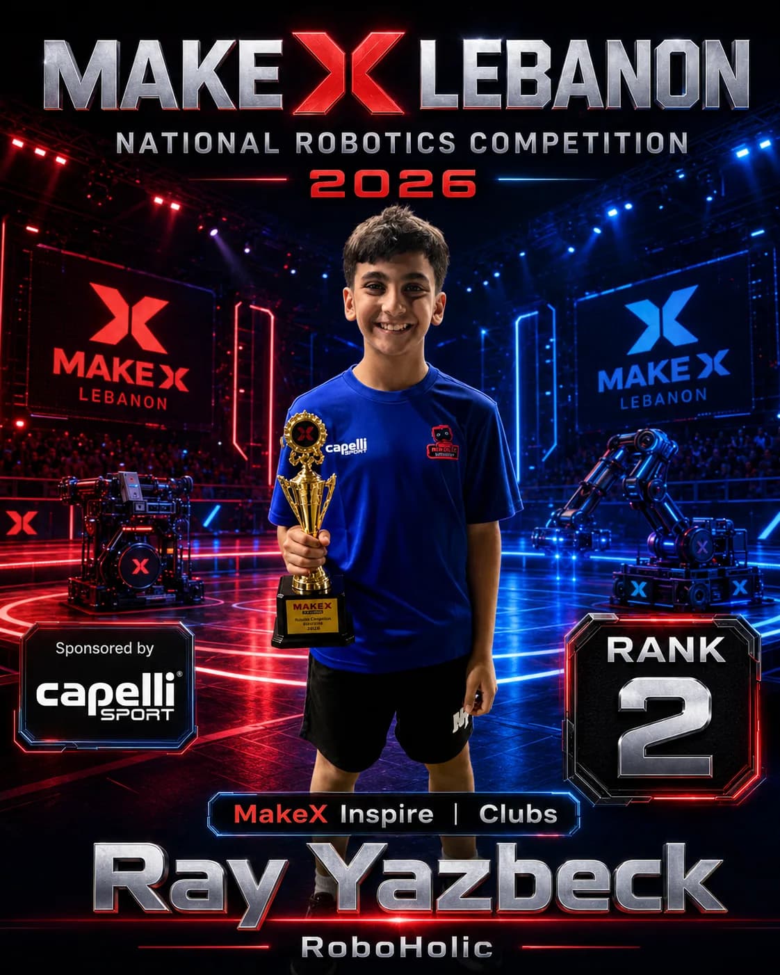 Rank 2 — Ray Yazbeck, RoboHolic · MakeX Inspire — Code Courier, Clubs, MakeX Lebanon 2026