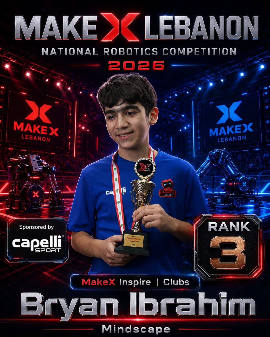 Rank 3 — Bryan Ibrahim, Mindscape · MakeX Inspire — Code Courier, Clubs, MakeX Lebanon 2026