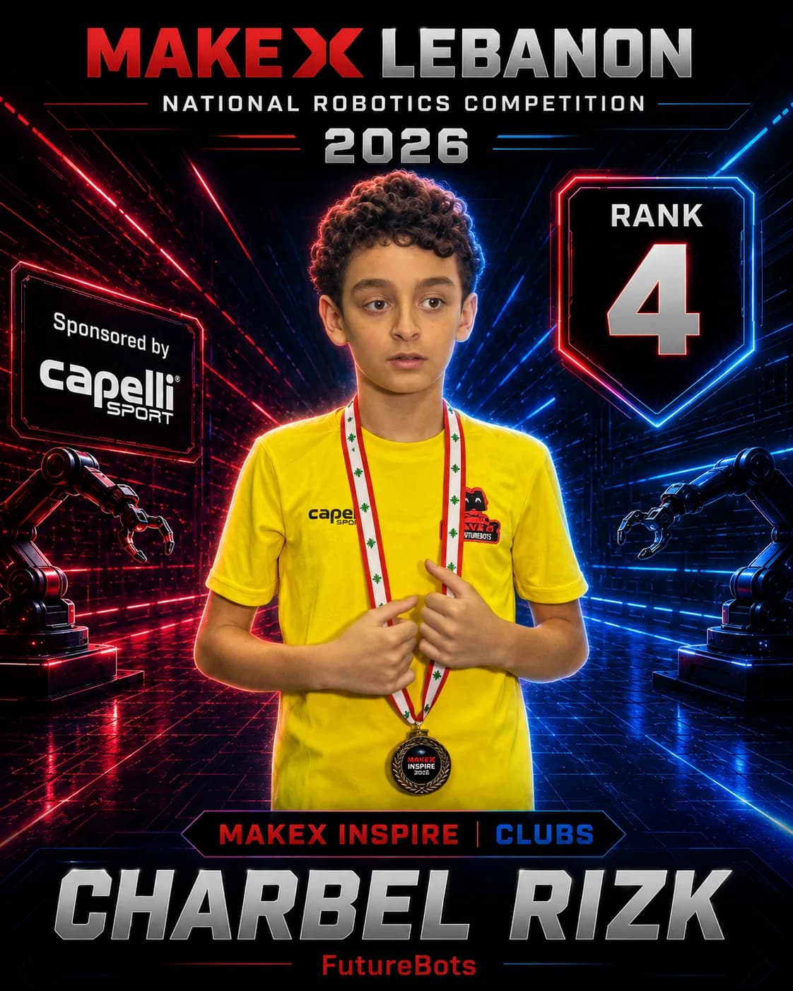 Rank 4 — Charbel Rizk, FutureBots · MakeX Inspire — Code Courier, Clubs, MakeX Lebanon 2026
