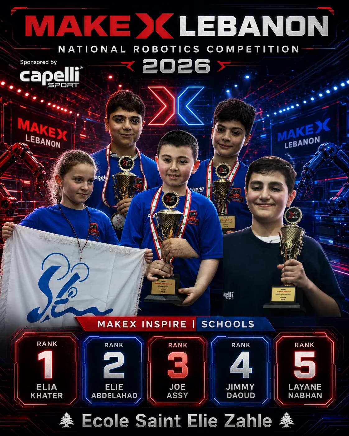 MakeX Inspire — Code Courier — Schools, final standings, MakeX Lebanon 2026