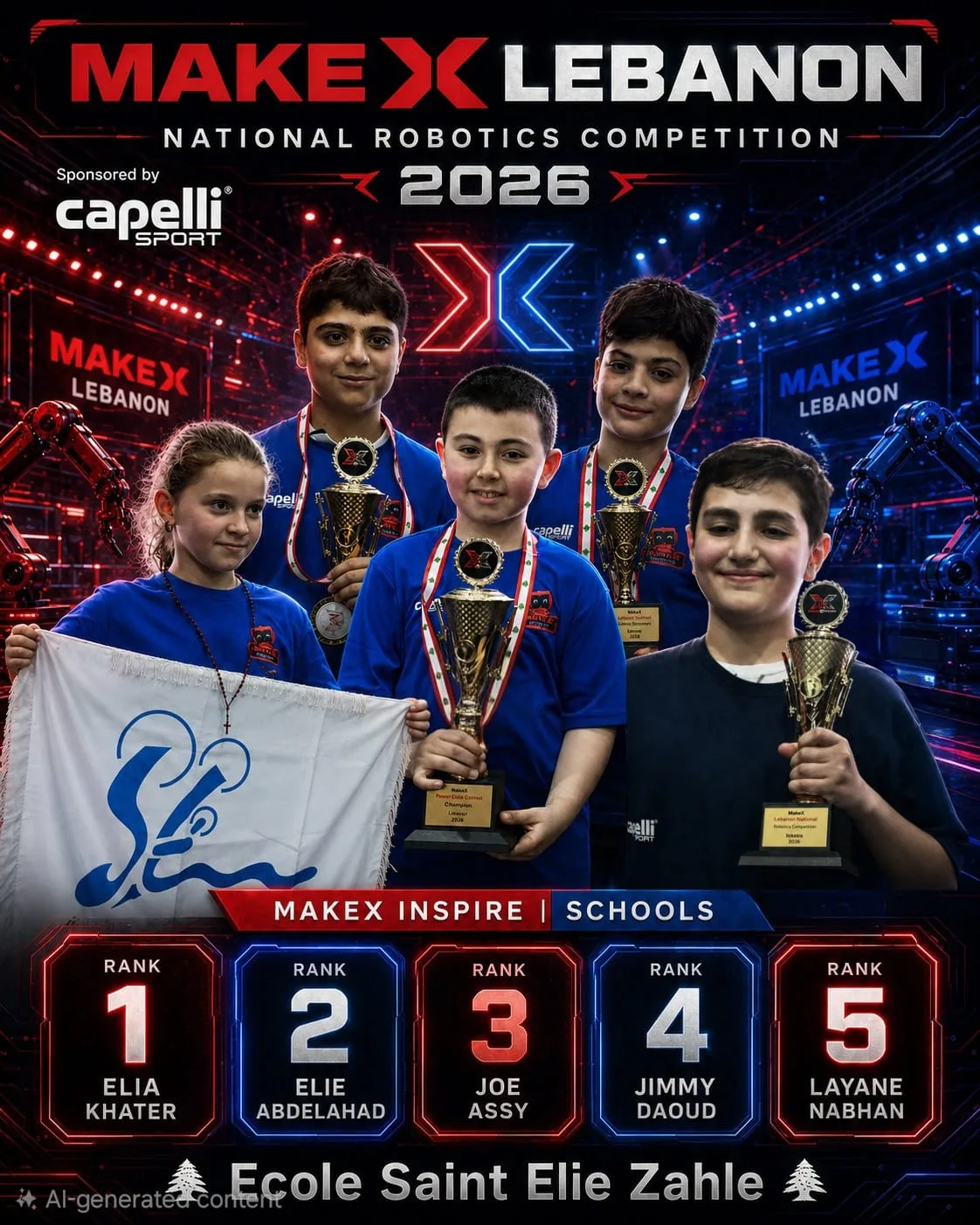 MakeX Inspire — Code Courier — Schools, final standings, MakeX Lebanon 2026