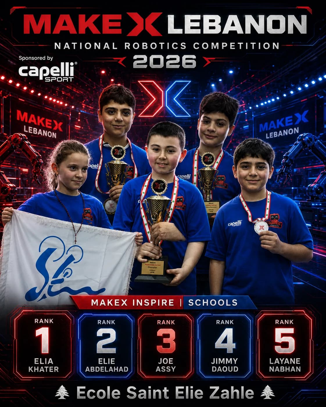 MakeX Inspire — Code Courier — Schools, final standings, MakeX Lebanon 2026