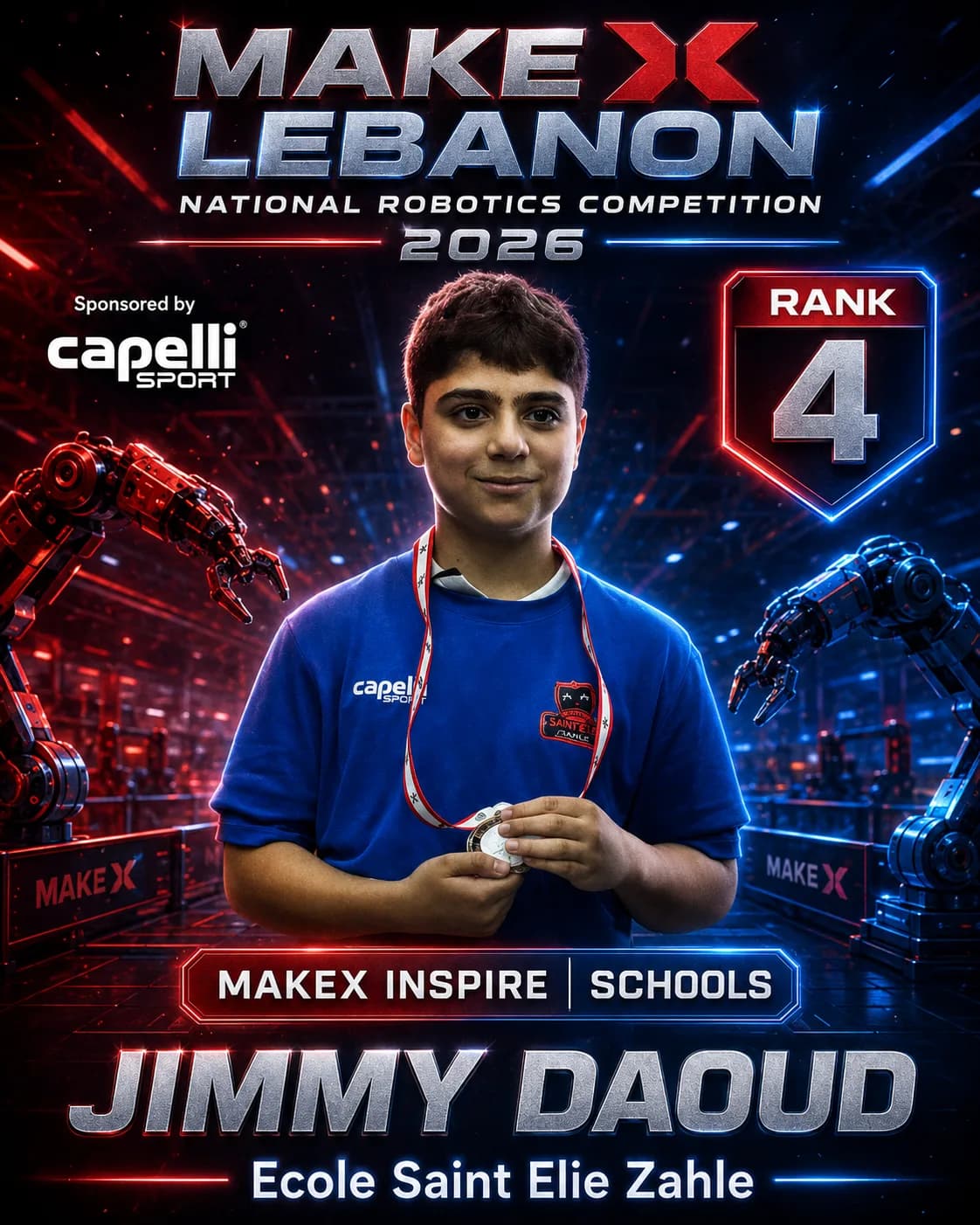 Rank 4 — Jimmy Daoud, Ecole Saint Elie Zahle · MakeX Inspire — Code Courier, Schools, MakeX Lebanon 2026