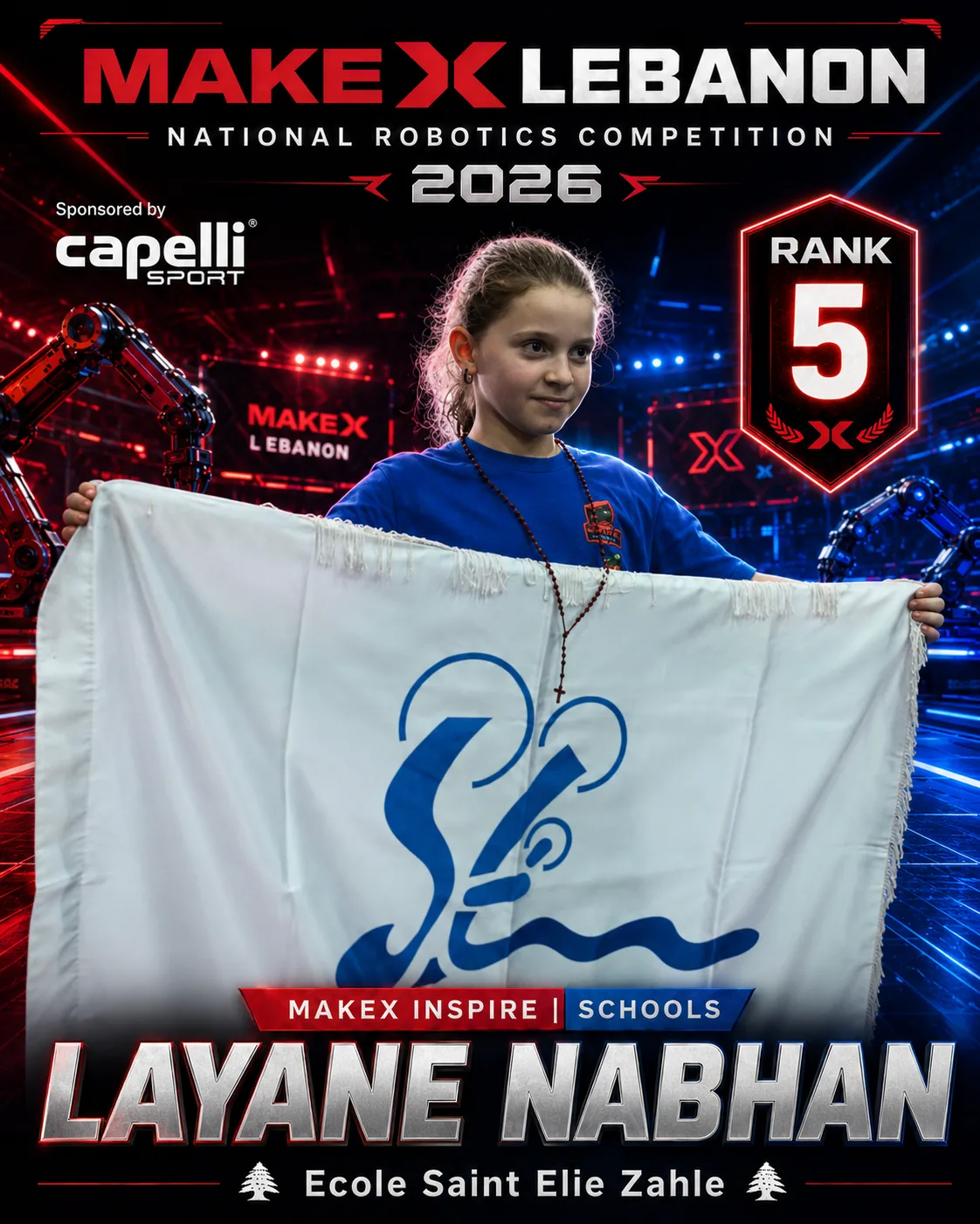 Rank 5 — Layane Nabhan, Ecole Saint Elie Zahle · MakeX Inspire — Code Courier, Schools, MakeX Lebanon 2026
