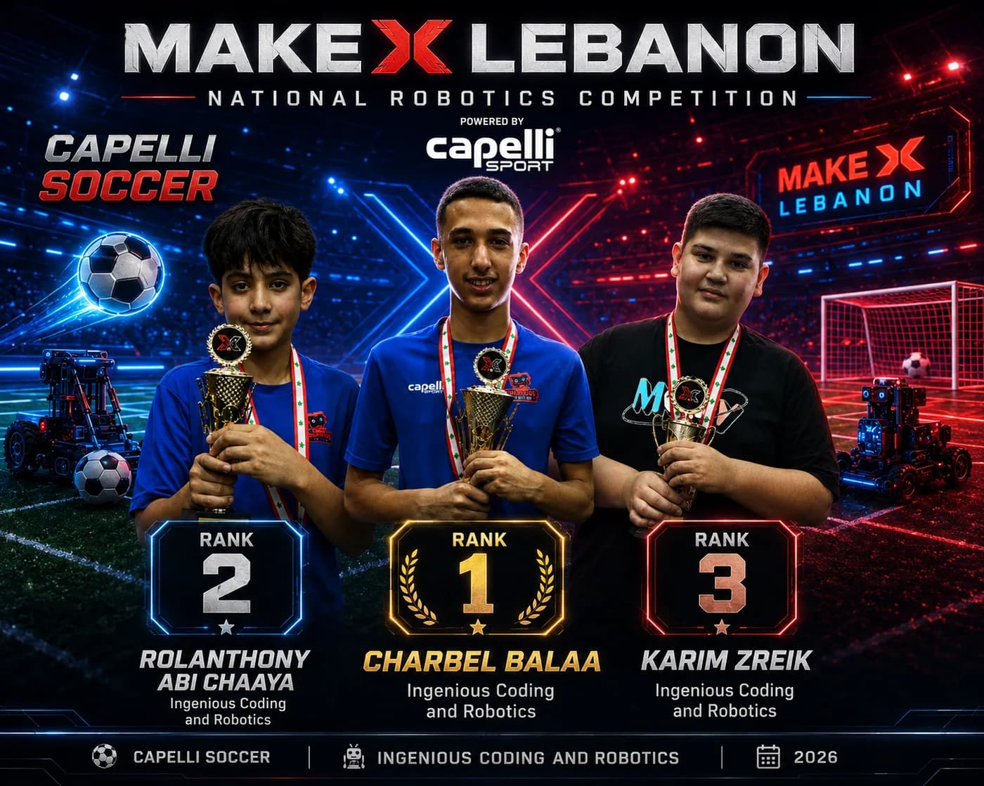 Capelli Sport — Football — Overall standings, final standings, MakeX Lebanon 2026